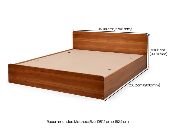 Luna Queen Engineered Wood (62 inches x 80 inches) With Memory Foam Queen Mattress (78 x 60 x 6 inches)